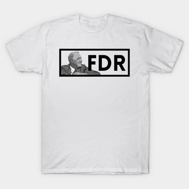 FDR: Black & White President Roosevelt Portrait T-Shirt by History Tees